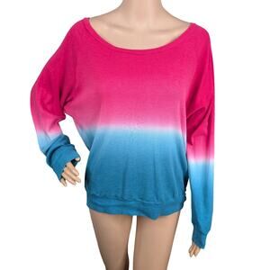 TNA Aritzia Pink Blue Ombre Dip Dye Dolman Sleeve Pullover Knit Top SZ M